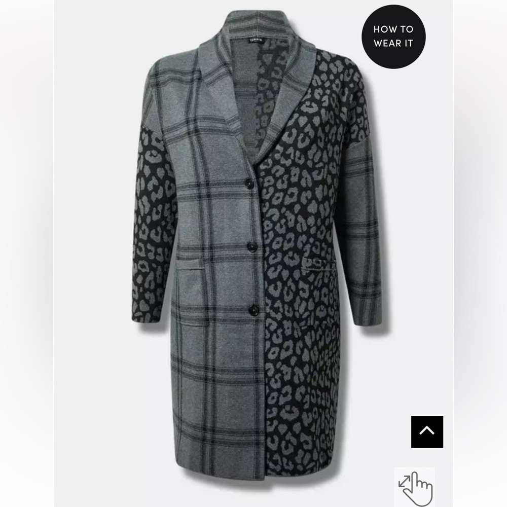 NWT TORRID SZ 6 6x jacquard coatigan coat cardigan animal print gray